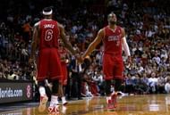 LeBron James and Dwyane Wade at Miami Heat